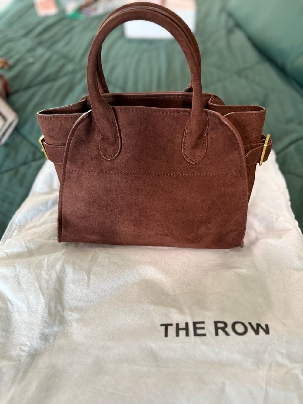 The Row Chocolate Brown Suede Mini Top-Handle Bag